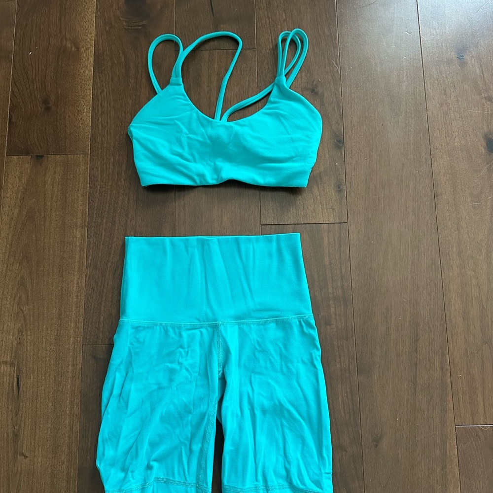 Aritzia Turquoise Bike Shorts Set
